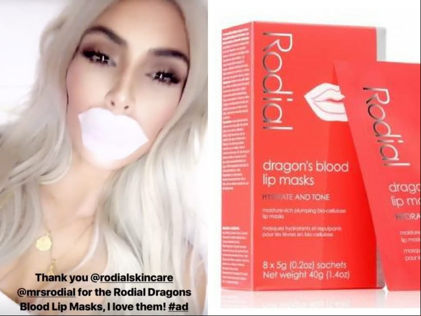 Sangre de dragón. Kim utiliza una mascarilla hecha a base de sangre de dragón, la cual le permite hidratar sus labios y darle mayor volumen.