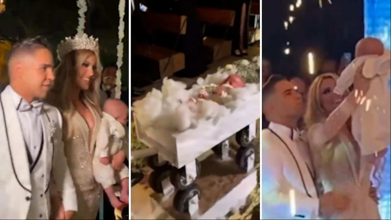 Emir Pabón y su esposa conmueven al bailar con el bebé en su boda