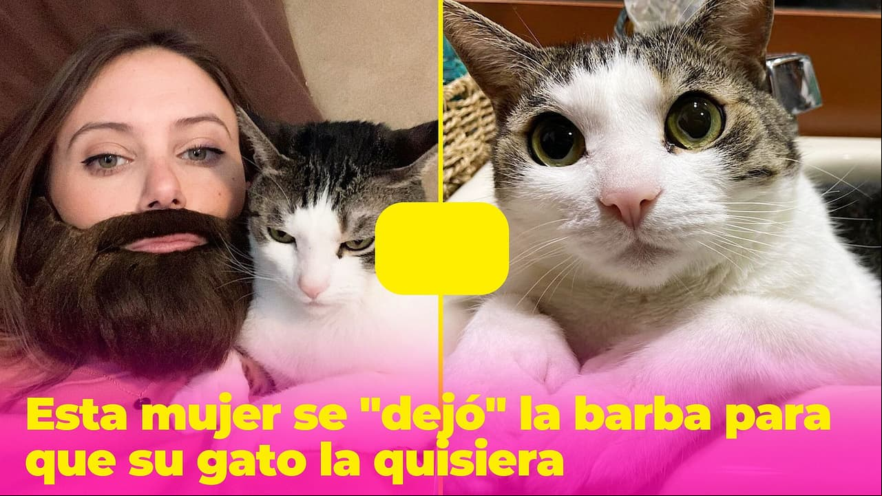 Esta mujer se "dejó" la barba para que su gato la quisiera: su historia es divertidísima