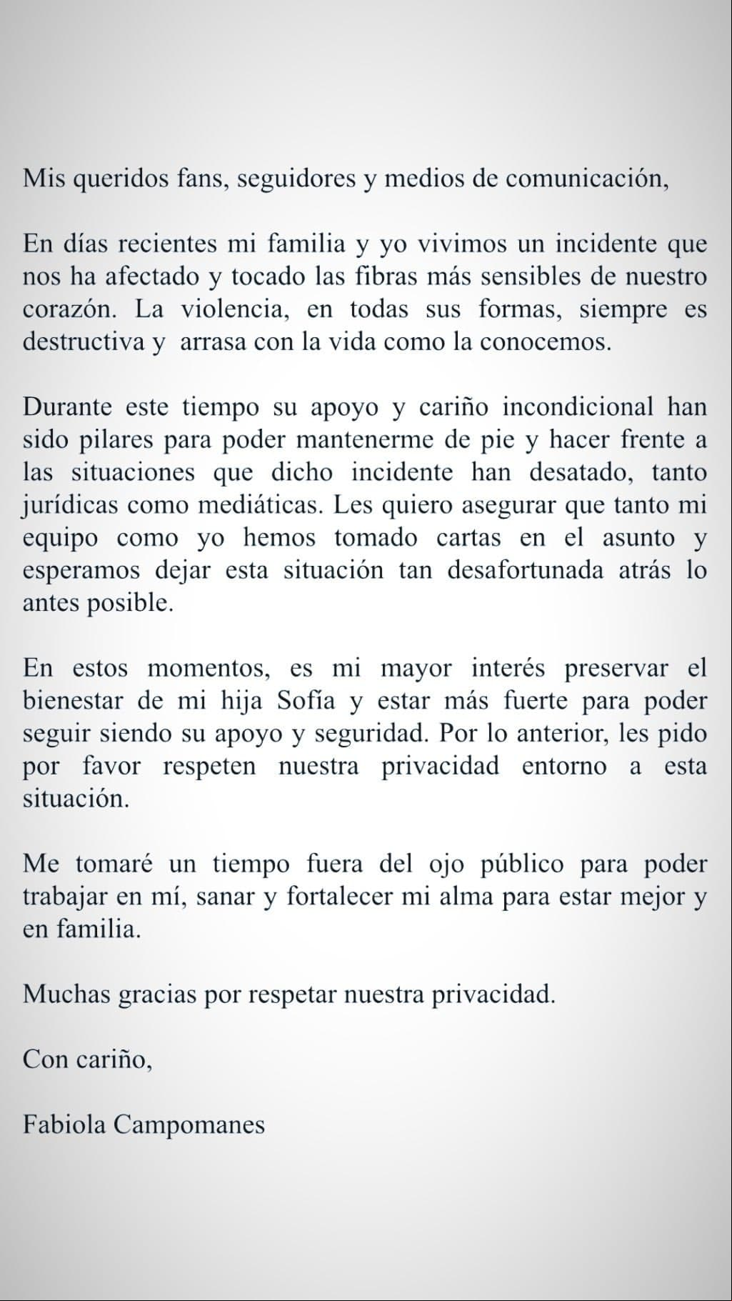 Aunque ya eliminó el video en el que desmintió a su expareja, la actriz compartió un comunicado en el que pidió respeto a su privacidad.