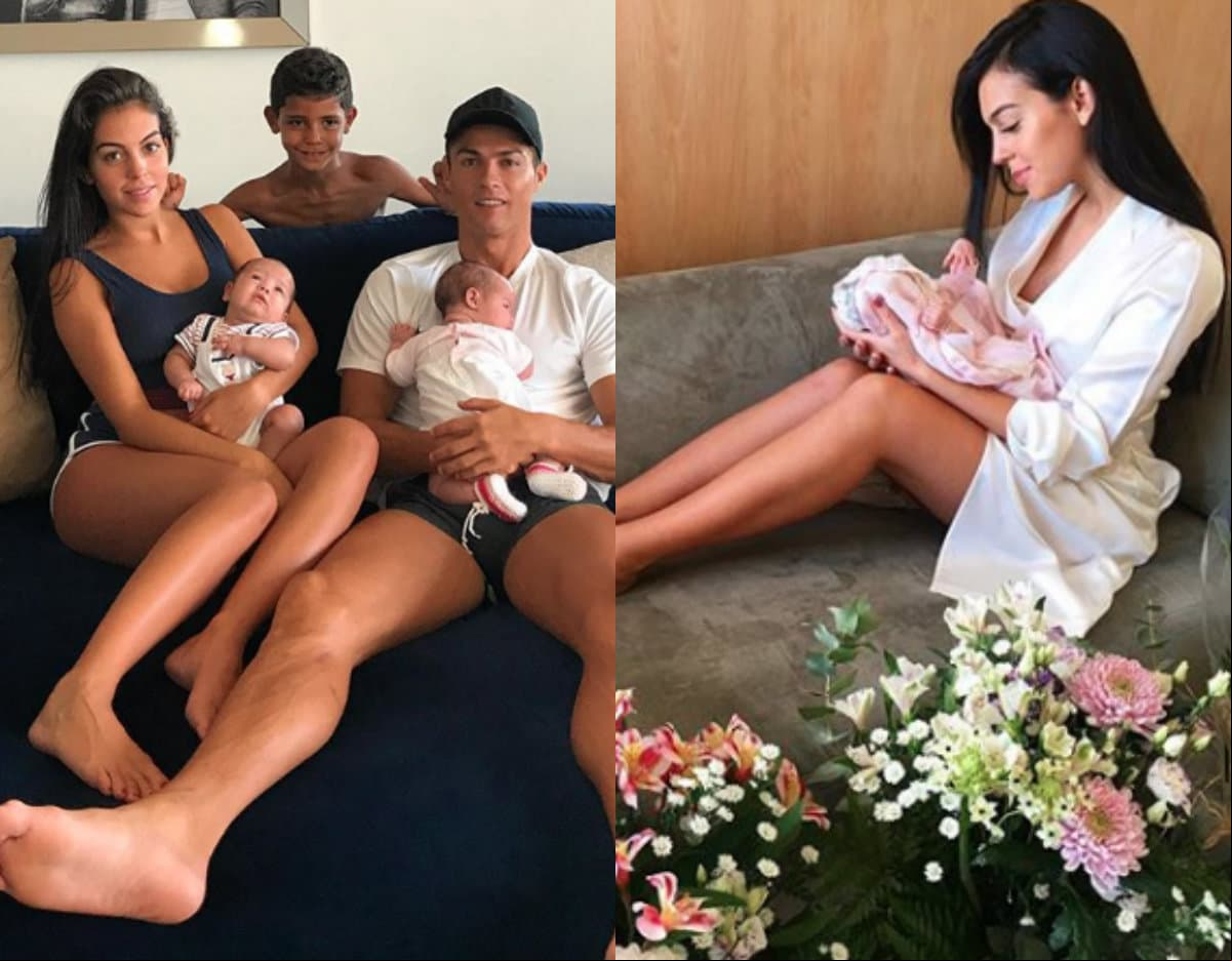 Cristiano Ronaldo tuvo tres hijos. Los mellizos, Eva y Mateo, nacieron en junio pasado por un vientre de alquiler. A Alana Martina es producto de su relación con Georgina Rodríguez. Foto: Instagram