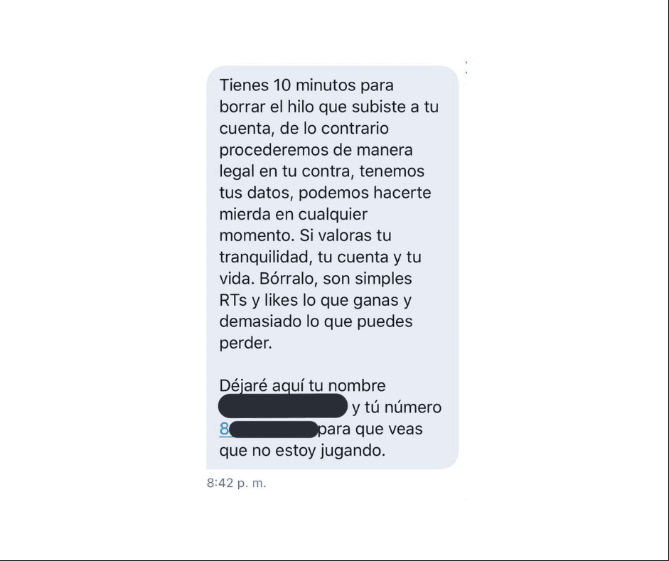 La historia de las comediantes derivó en amenazas contra los es de la cuenta y sus familiares.