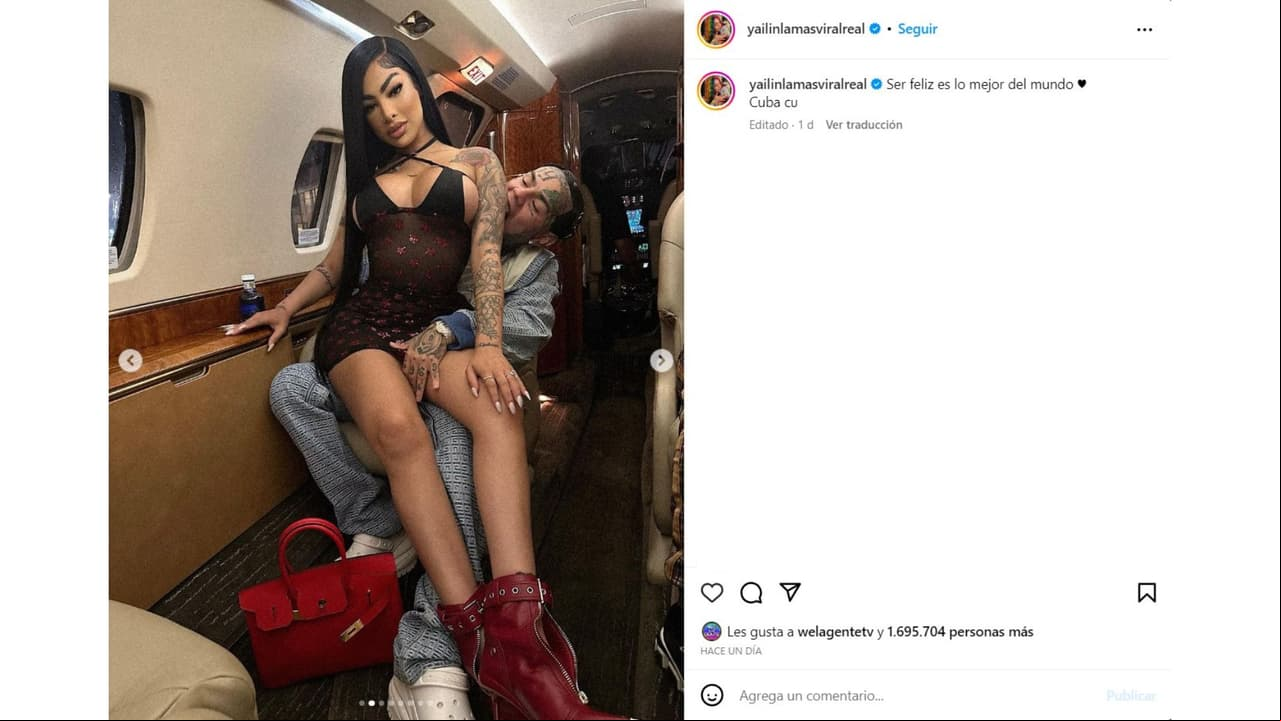 Yailin se dejó ver hace poco sentada en las piernas de Tekashi.