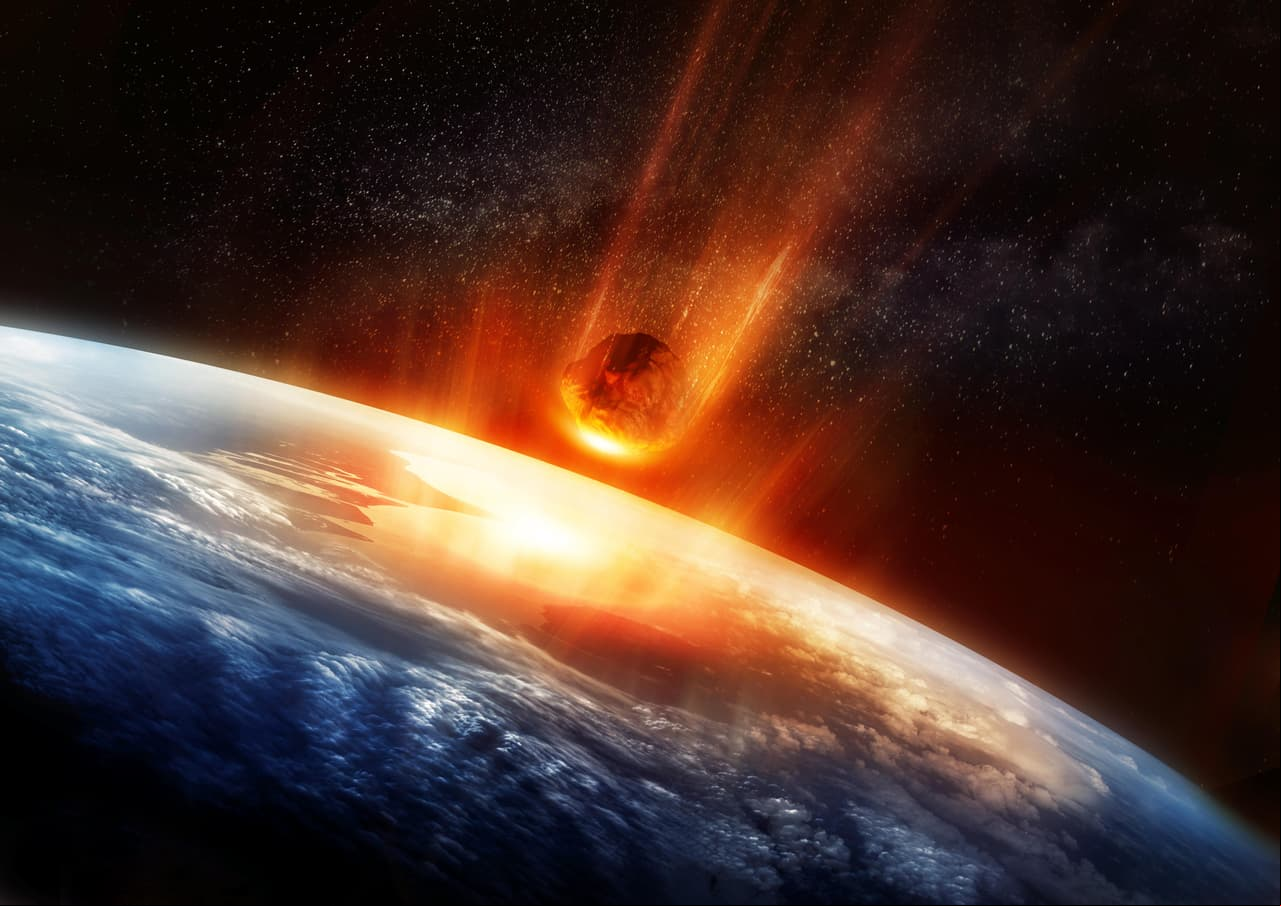 Ilustración Tierra golpeada por objeto del espacio exterior