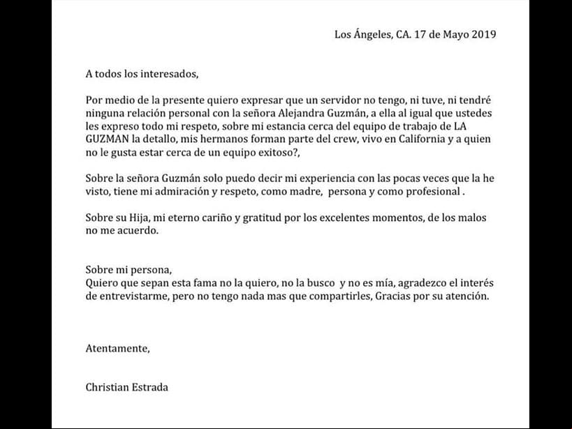 El pasado 17 de mayo, el exnovio de Frida, Christian Estrada, lanzó un comunicado en el que negó tener una relación sentimental con ‘La Guzmán’, pero la modelo confirmó que no es la primera vez que su madre sale con una de sus exparejas.