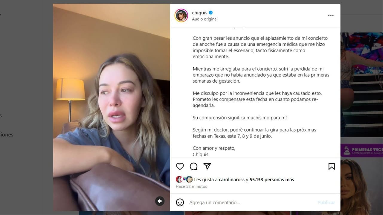 Chiquis anuncia la pérdida de su bebé.